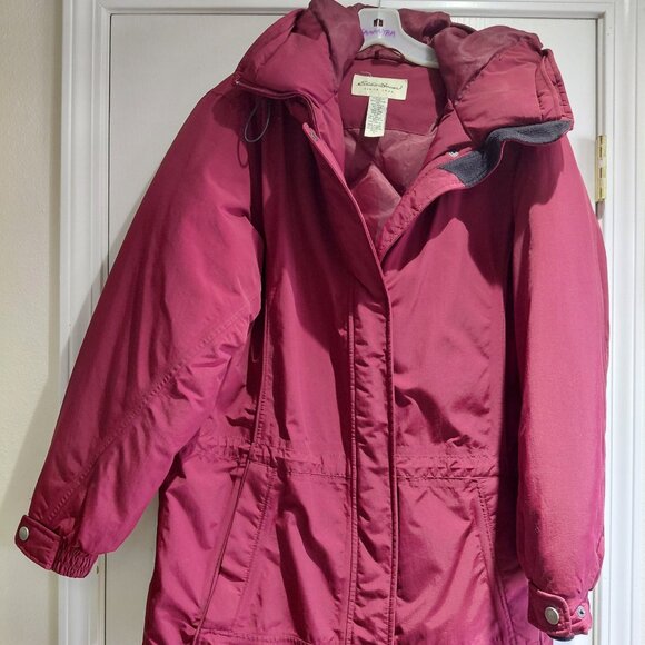 Women's Eddie Bauer Goose Down Hooded Winter Parka Size L - Picture 1 of 10
